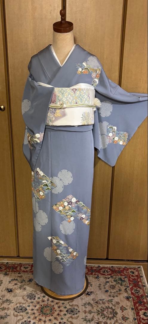 美しい日本の着物【京林】京屋林蔵 友禅と手刺繍　逸品訪問着　4点セット