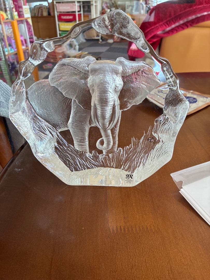 Mats Jonasson 象 クリスタルガラス 置物 北欧 スウェーデン製