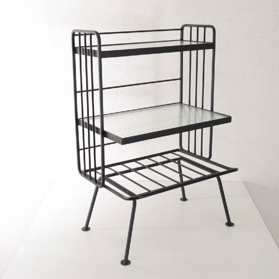 値下ウニコ ステラ スモールガラスシェルフ ガラスxアイアン レトロ風ガラス