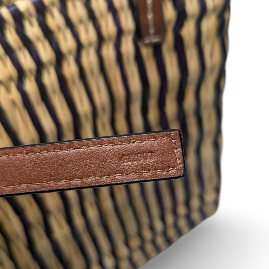 【新品同様】LOEWEロエベ バスケットバッグ　ラフィア　ストライプ