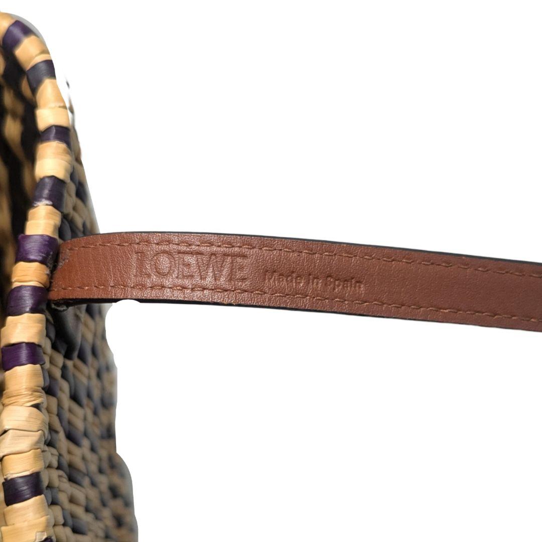 【新品同様】LOEWEロエベ バスケットバッグ　ラフィア　ストライプ
