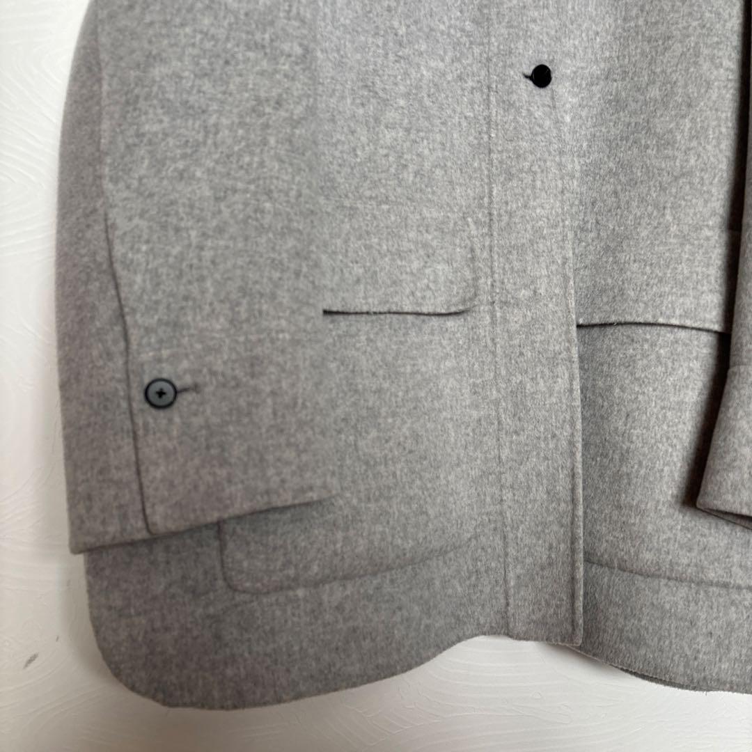 アダムエロペ　ウールリバーショートコート　グレー