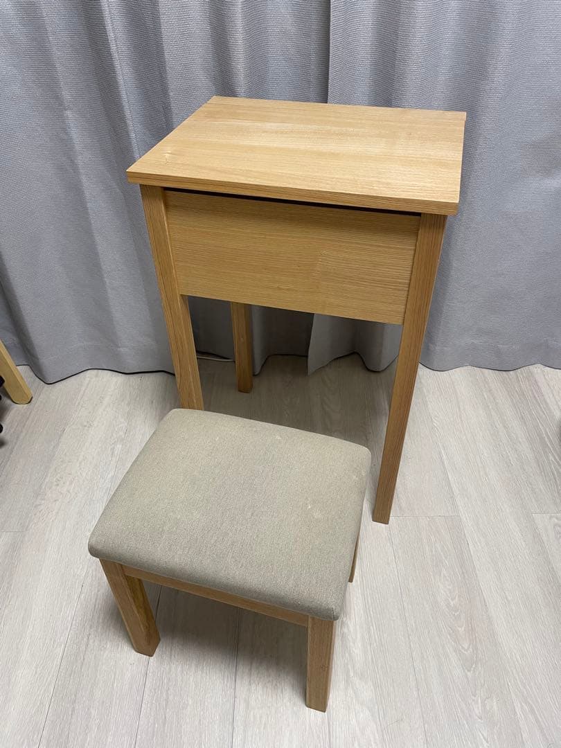 【もざんぬ】MUJI タモ材コンパクトドレッサー　スツール付き