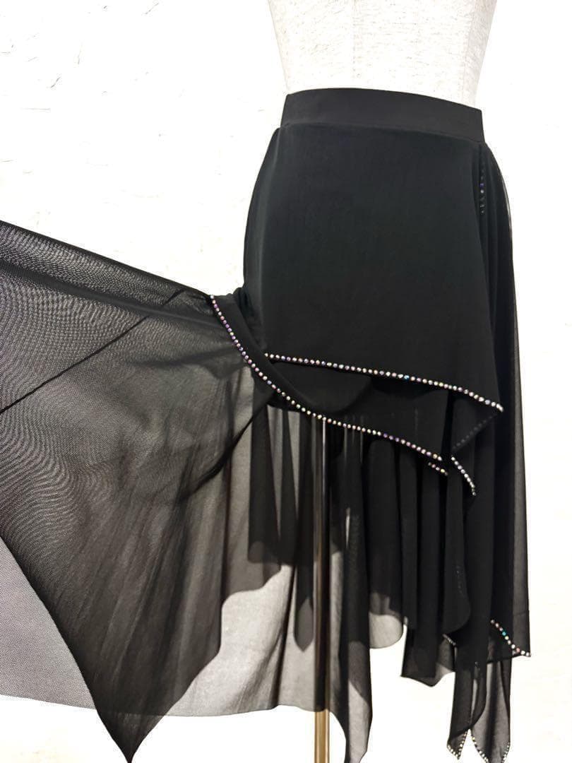 【ラテン】新品　ラインストーン　段々ラテンスカートr328