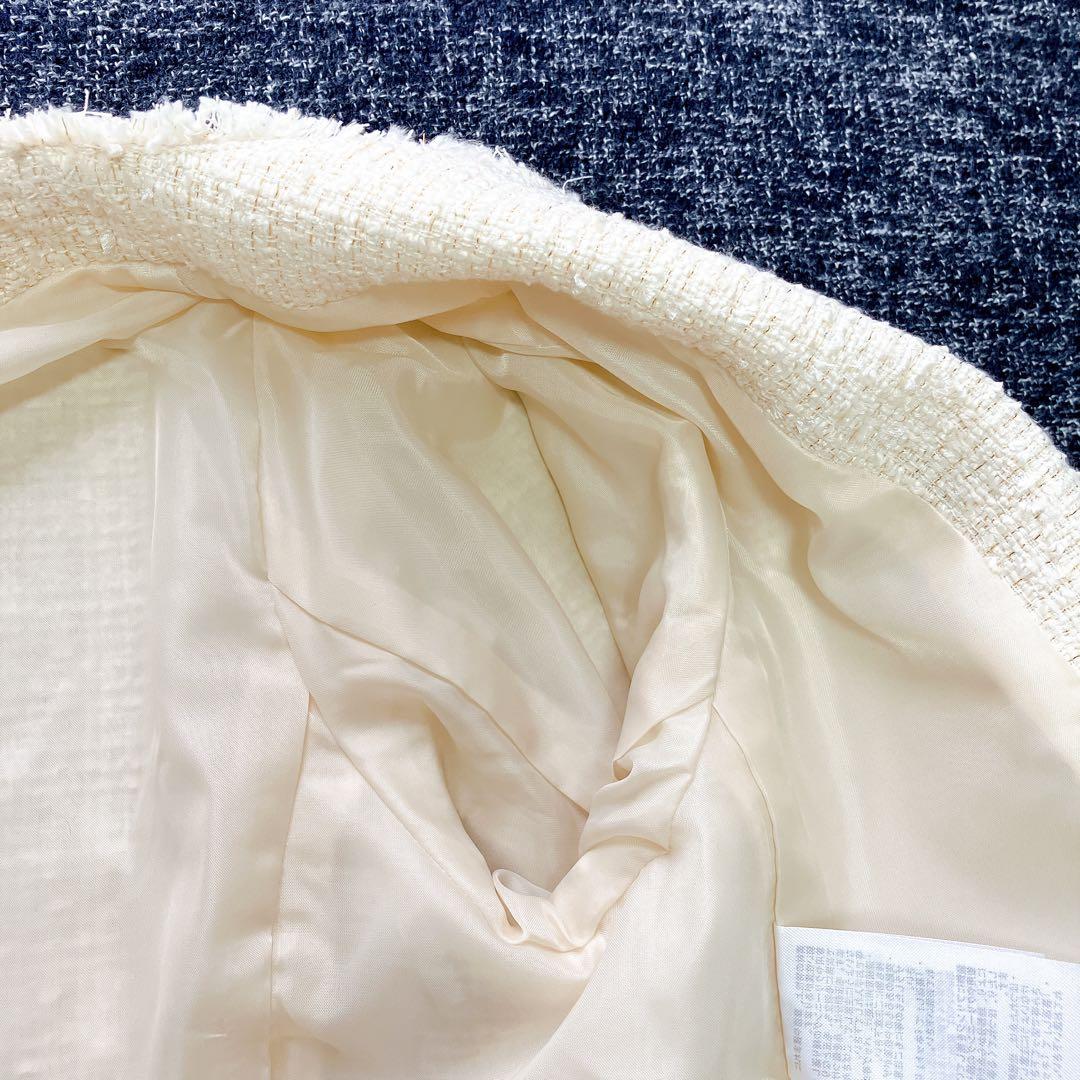 エニィスィス　24AW ツイードノーカラーミドル ジャケット　金ボタン　M