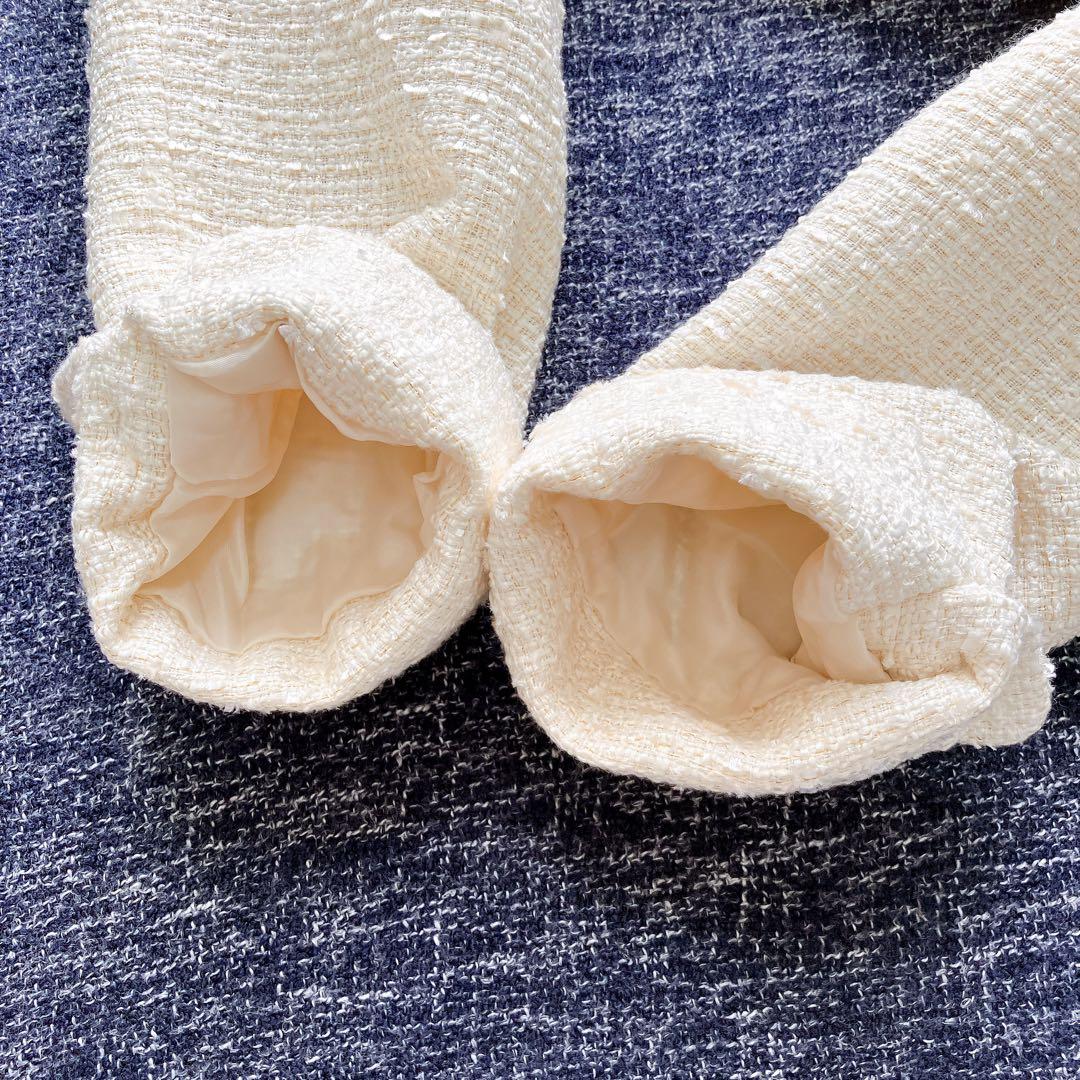 エニィスィス　24AW ツイードノーカラーミドル ジャケット　金ボタン　M