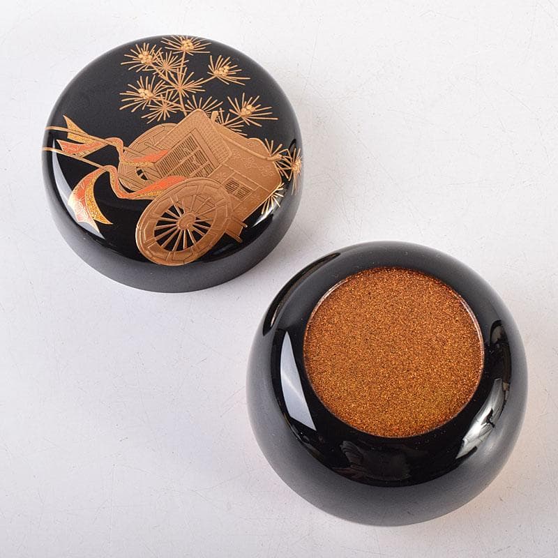 茶道具　横山一榮作　御所車蒔絵　平棗　内金梨子地　鵬雲斎極め箱　V　8336