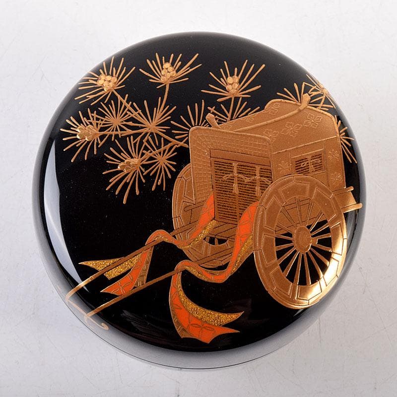 茶道具　横山一榮作　御所車蒔絵　平棗　内金梨子地　鵬雲斎極め箱　V　8336
