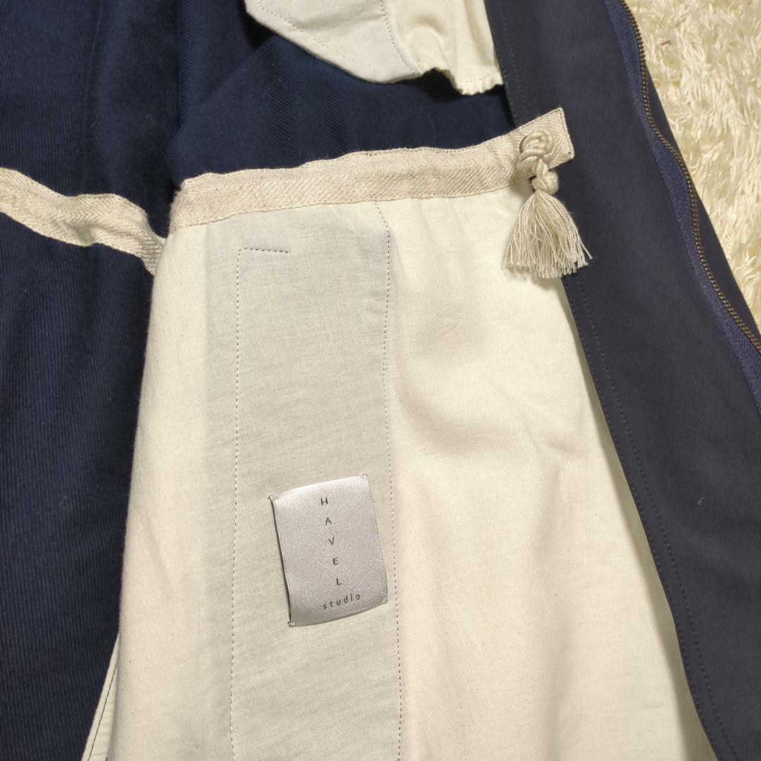 【美品】ハーヴェルスタジオ モッズコート ネイビー レディース 38