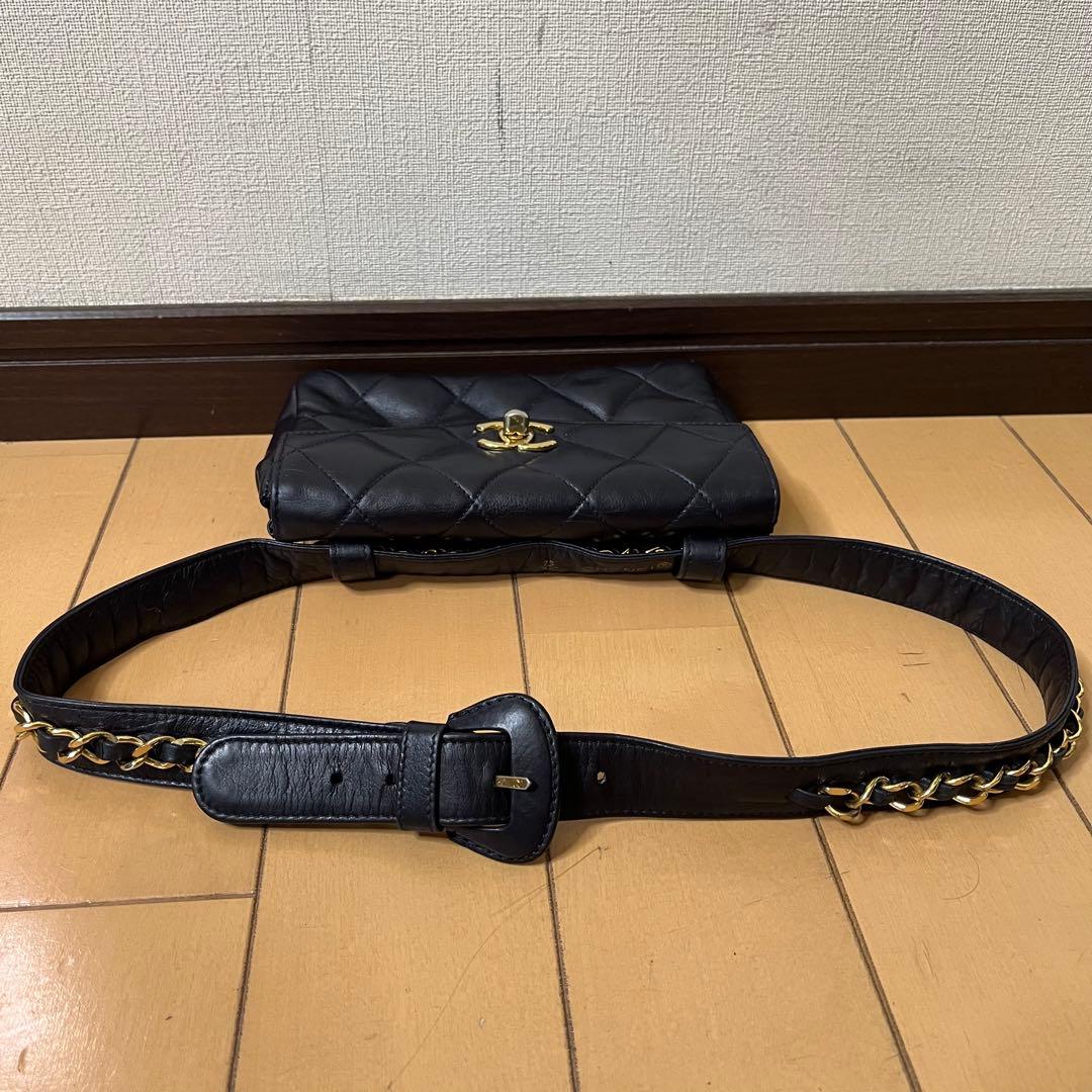 CHANEL シャネル ウエストポーチ マトラッセ ココマーク ターンロック