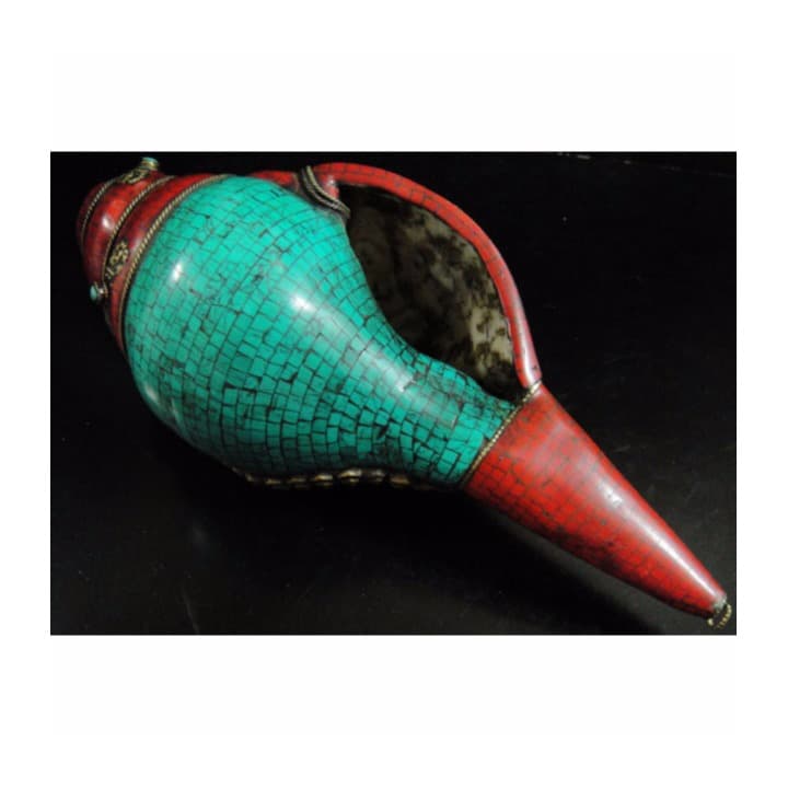 ◆チベット密教法具 法螺貝（シャンカ）羯磨（カツマ)-5