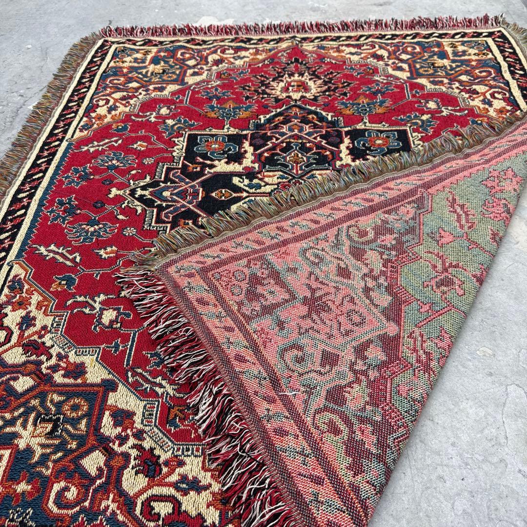 柄　マルチカバー　ソファーカバー　ヴィンテージラグ　127x110