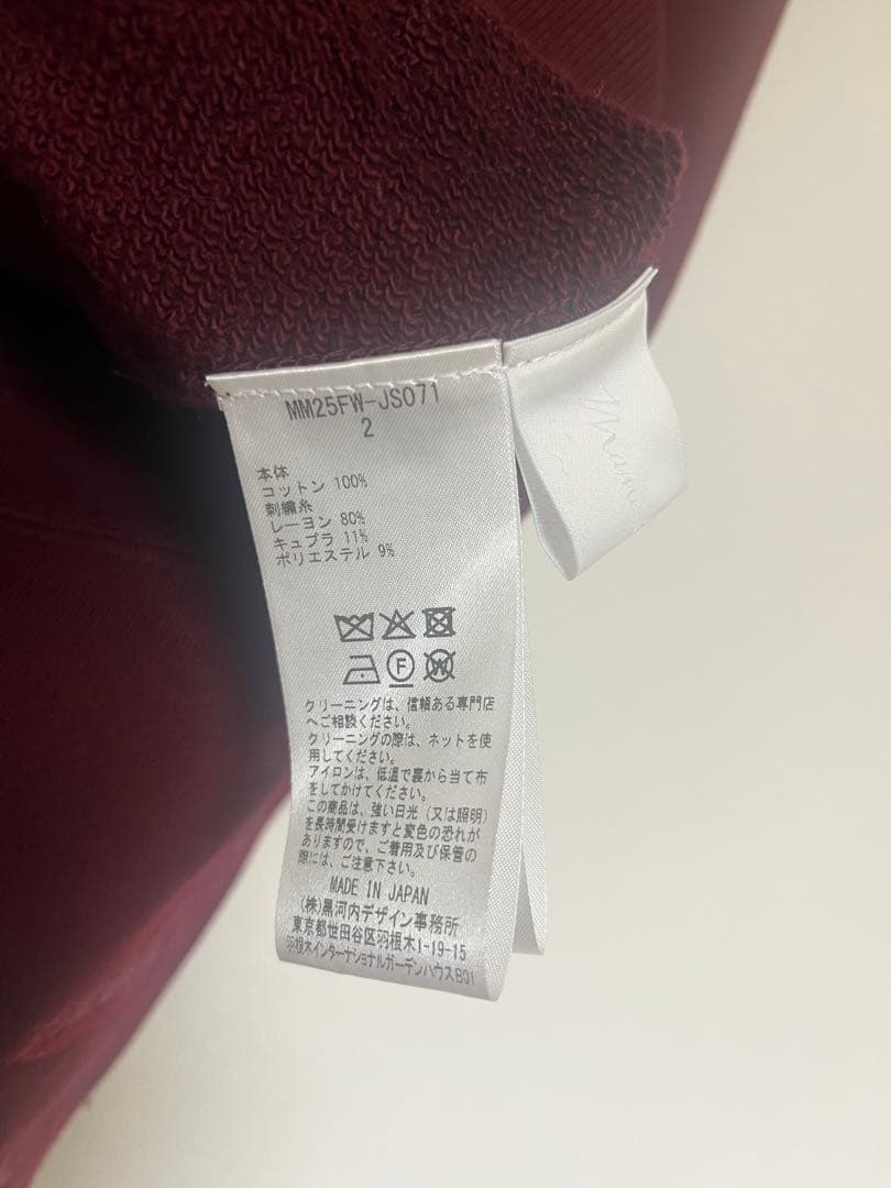 mame マメクロゴウチ　百合　刺繍スウェット　2 ボルドー　赤