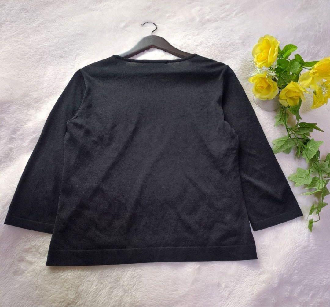 タイムセール【美品】レオナール　カンカン素材　黒　花柄　トリム　ピンク　水色40