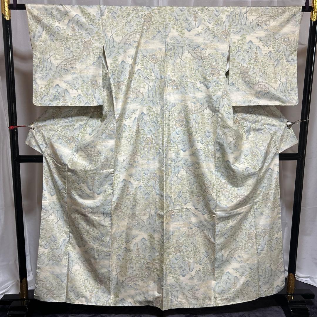 未使用近い　美品　袷　正絹　大島紬　白大島　フルセット　西陣袋帯