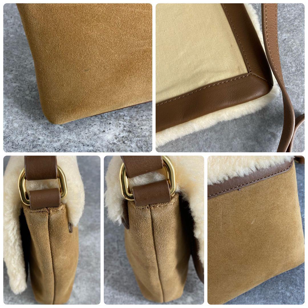 良品 UGG アグ シープスキン ショルダーバッグ スエード本革 ボア ムートン