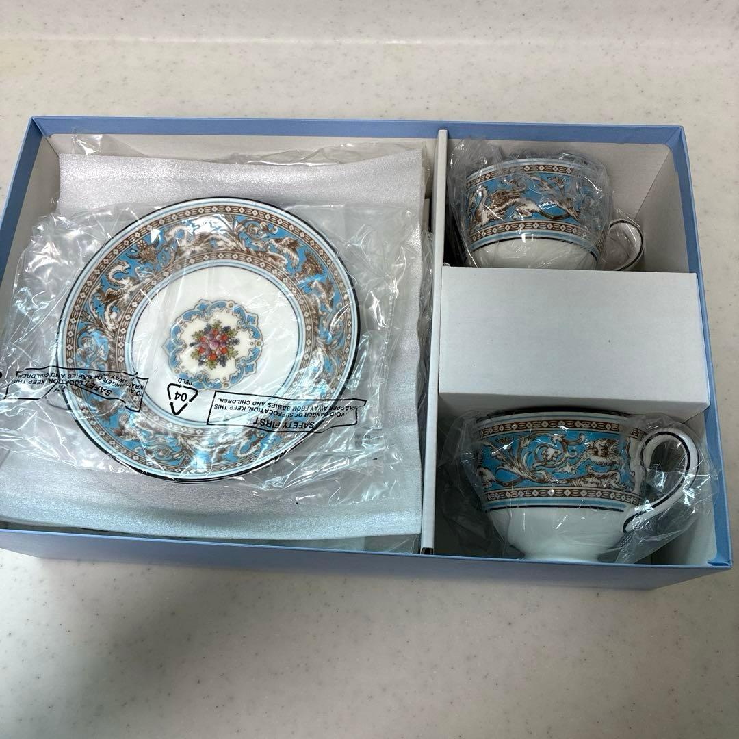 【箱付・未使用品】ウェッジウッド　フロレンティーンターコイズ　デザート７点セット