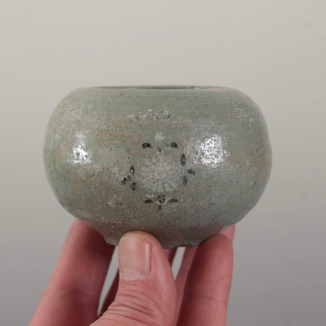 高麗青磁 白黒象嵌 水盂 小壺 書道具 朝鮮美術 古美術 古道具 アンティーク