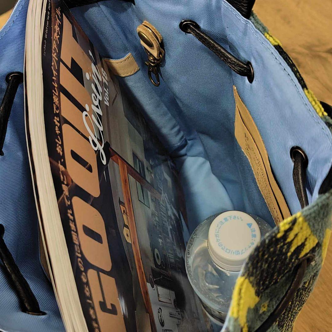 ミナペルホネン/thoroughbredサラブレットネイビー/巾着Lサイズ