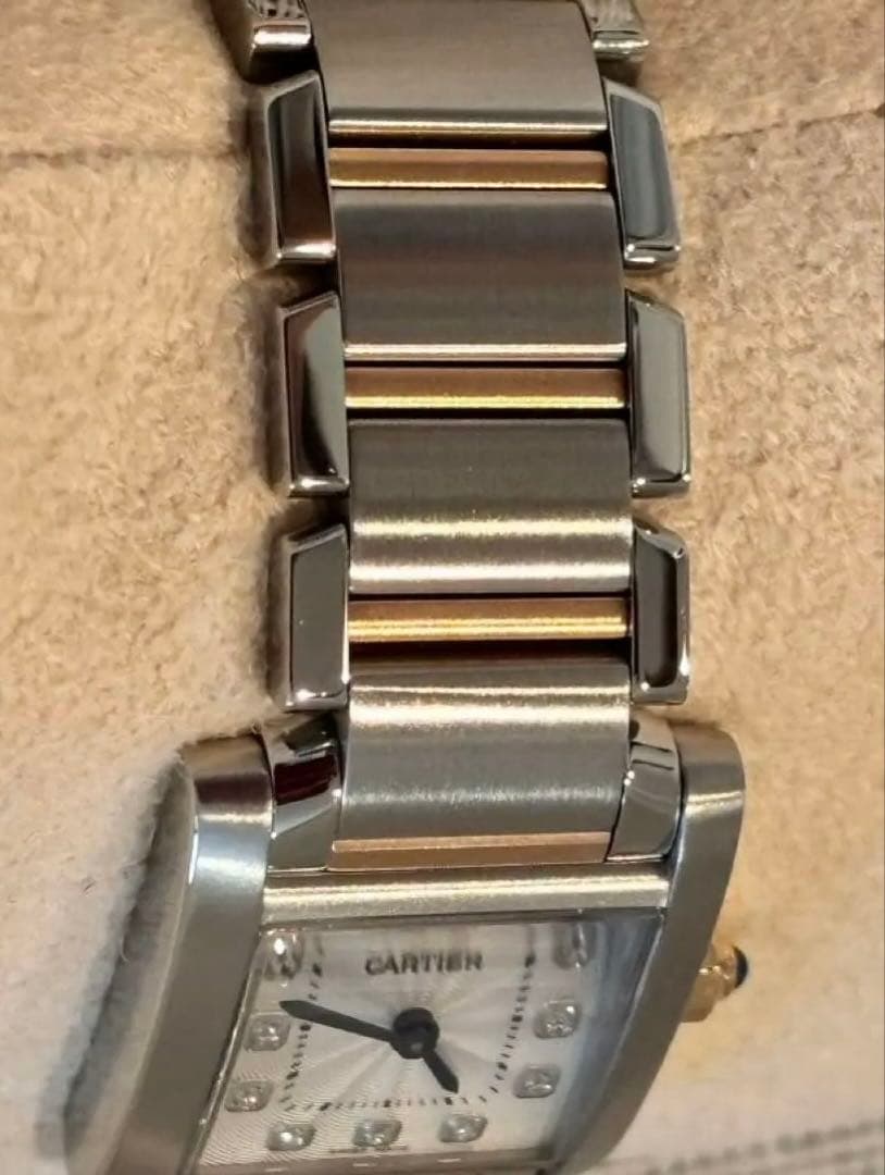 カルティエ 腕時計 タンクフランセーズシルバー 金K18PG コンビ11Pダイヤ