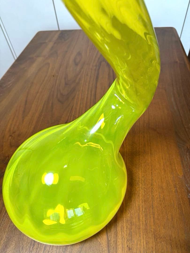 大型 ガラスイエローフラワーベース 造花アレンジ付き