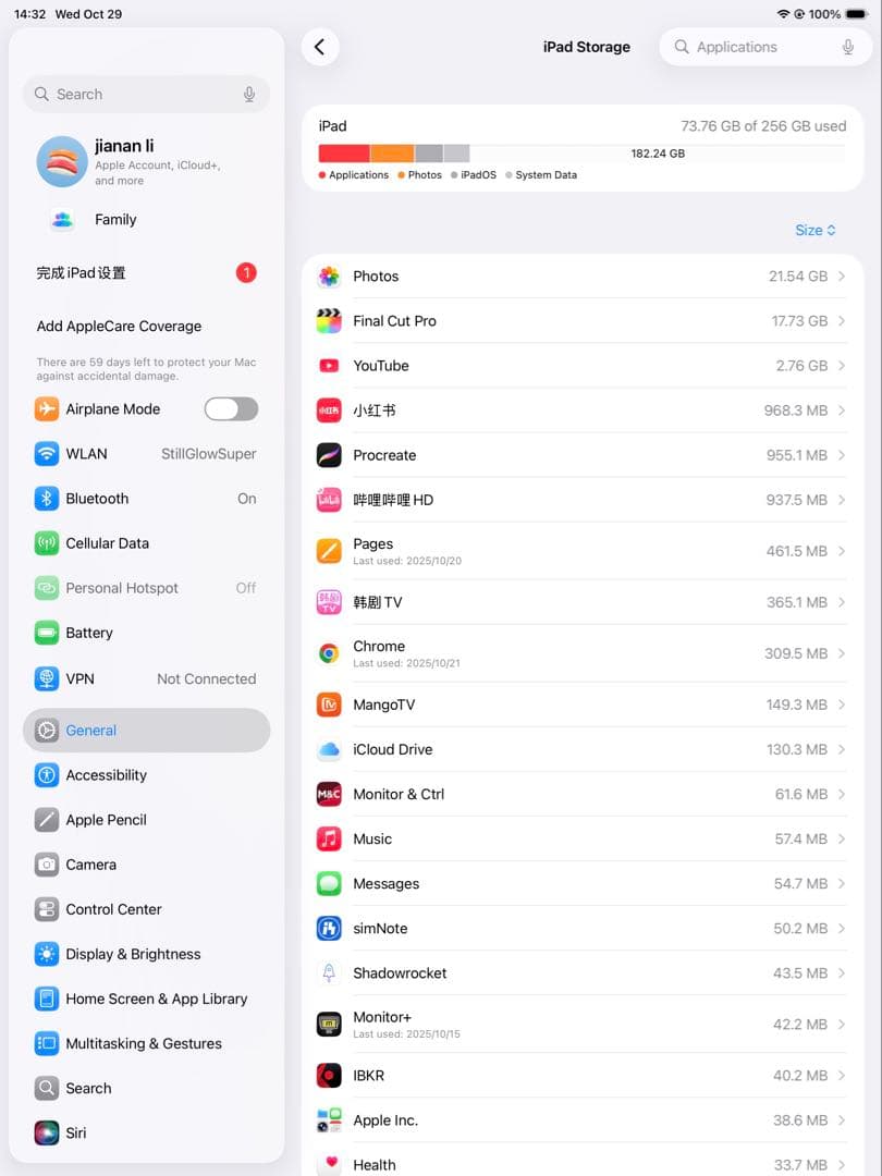 Apple iPad Pro 12.9インチ M1 256GB 美品 SIM