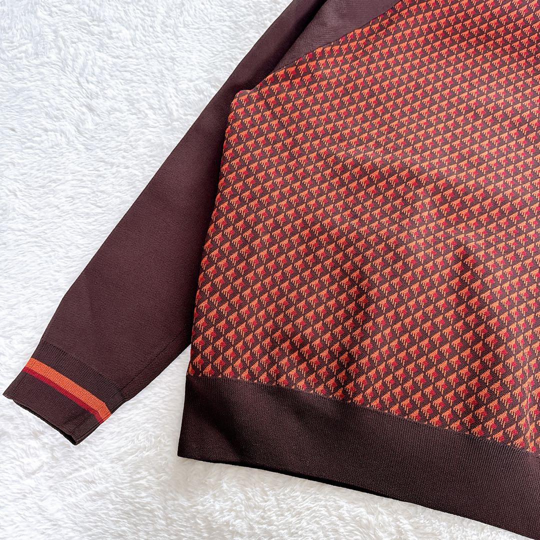 【ZARA】ジャージ風セットアップ ジャガード ブラウンオレンジ系 XLサイズ