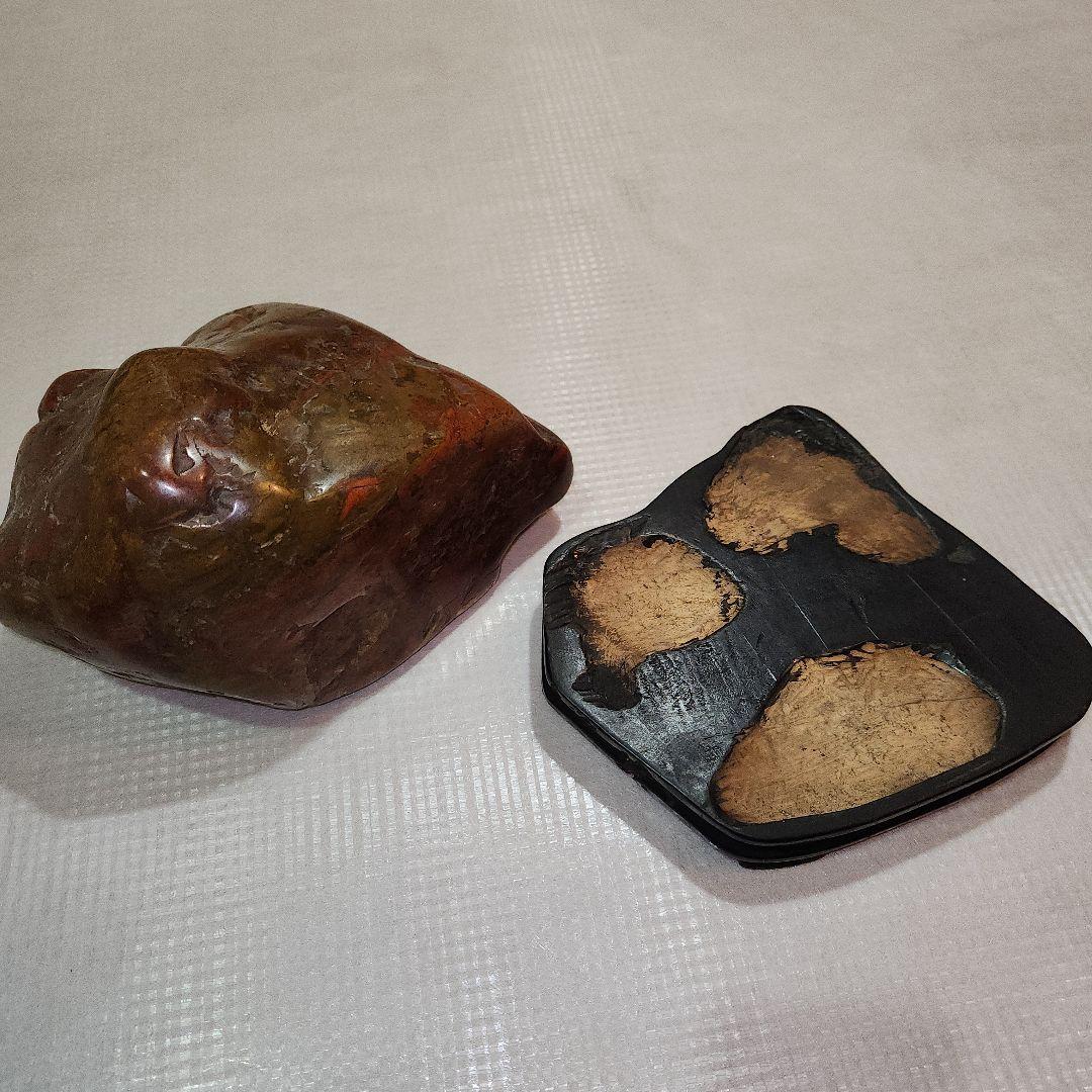 天然石 置物 赤褐色 金色、水石？