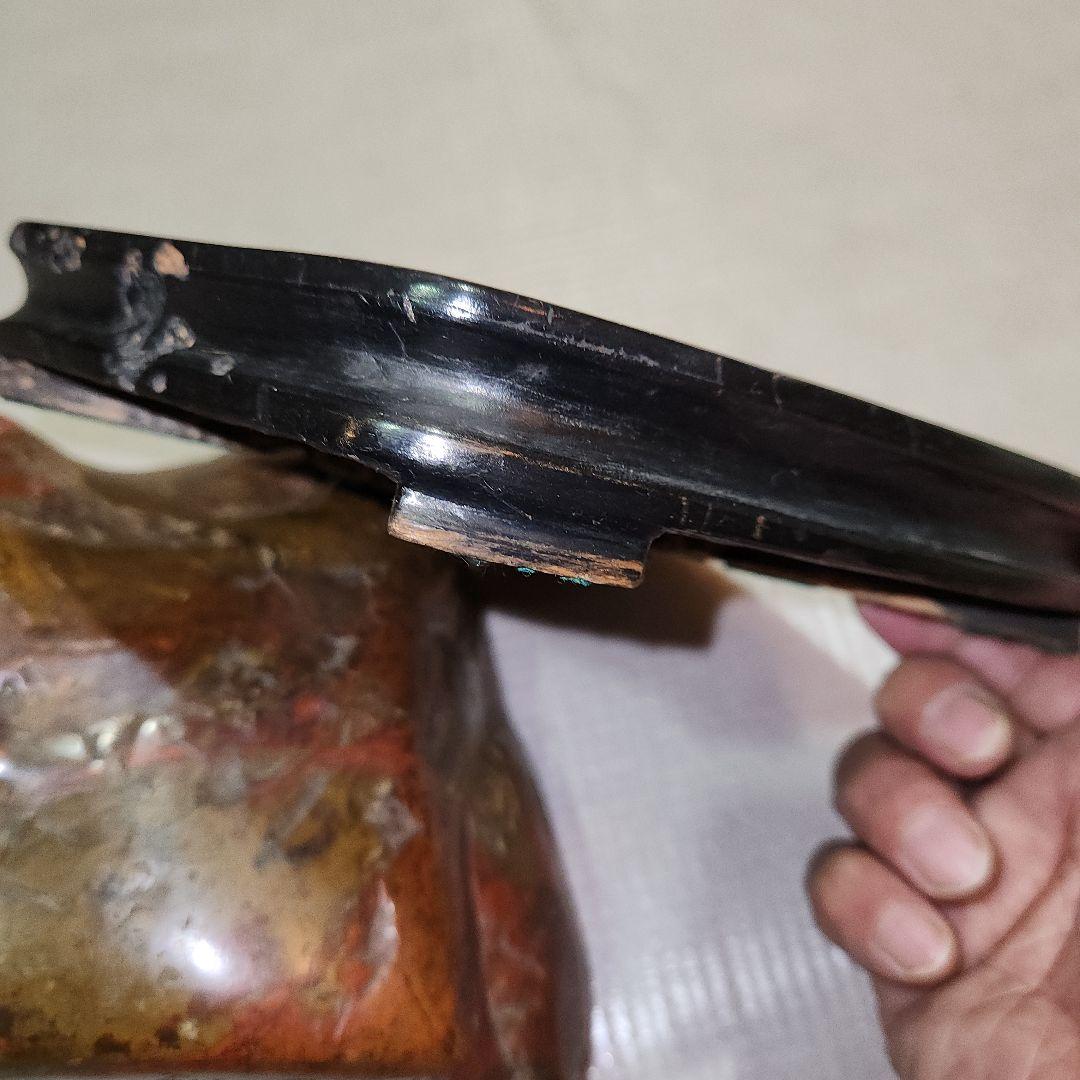 天然石 置物 赤褐色 金色、水石？