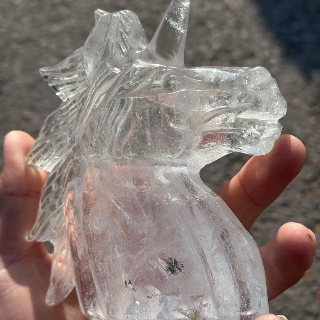 天然石水晶のユニコーン置物　ご購入前に在庫確認必要G.276