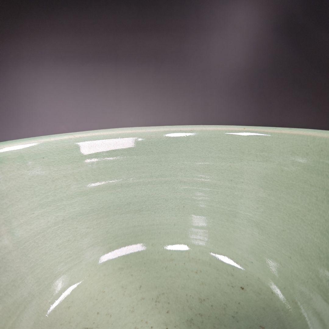 イ631 水指『久田宗也（尋牛斎）極箱』『廣州窯　青磁七宝透し　平水指』茶道具