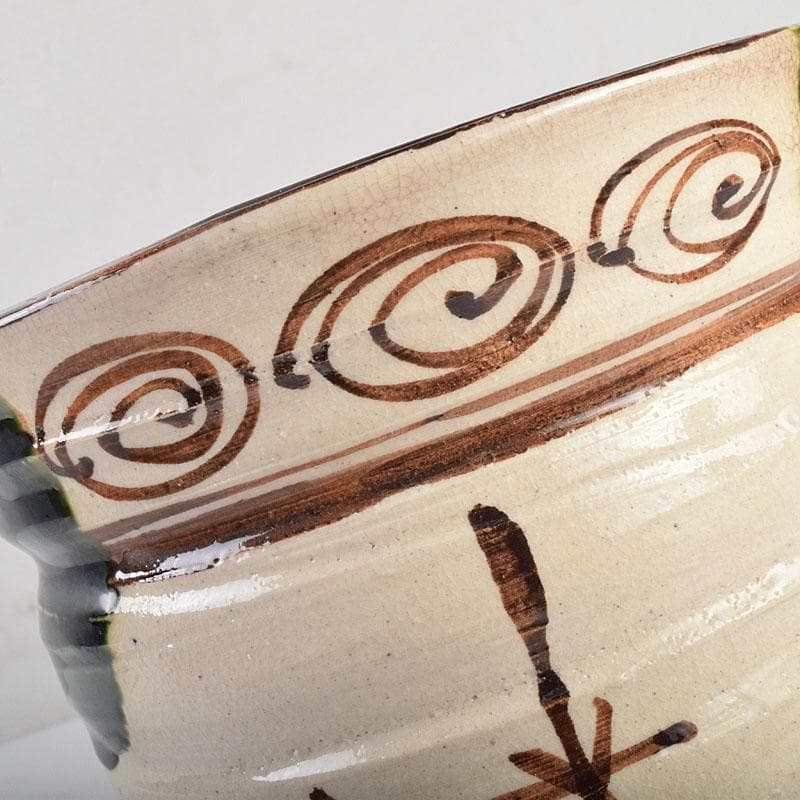 茶道具　人間国宝　荒川豊蔵作　織部　水指　共箱　M　R9156B