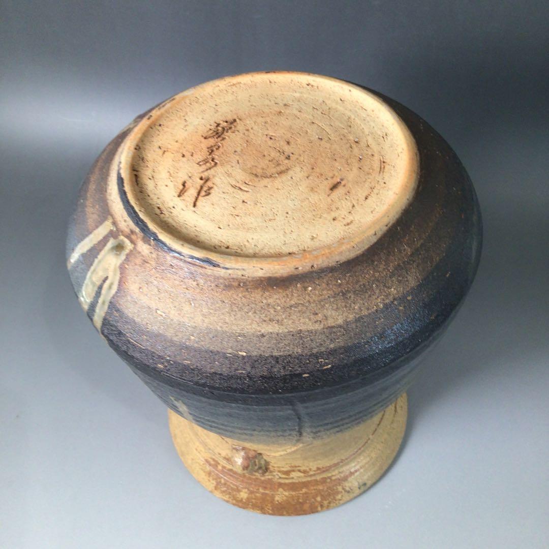 Ｓ１２６　水指　『芸州焼』『西本瑛泉造』『耳付水指』　共箱　茶道具