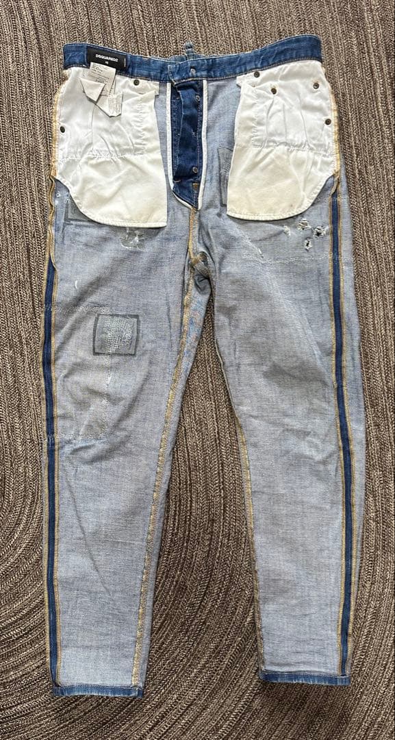 DSQUARED2 ダメージ加工 ブルーデニム スリムフィット　48