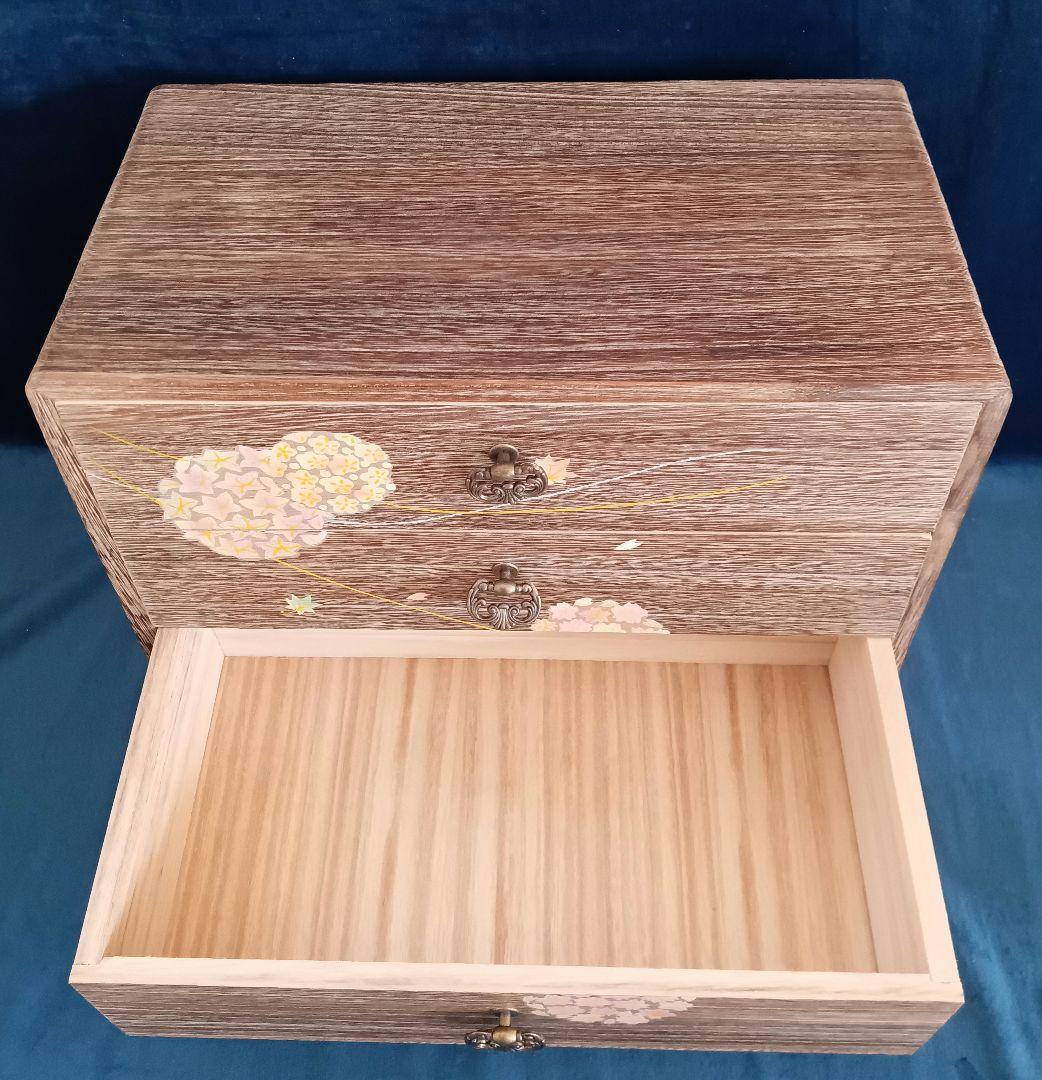 会津　蒔絵小箪笥(三ツ引)　桐工芸　やまごの桐　ミニタンス　3段　和雑貨