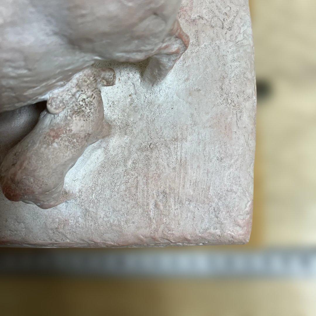 神戸峰男 作 「羊の親子」 陶彫刻