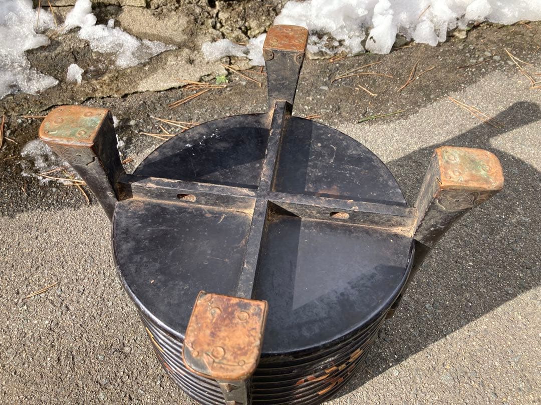 アイヌ　シントコ　行器　漆工 北海道　木製漆塗