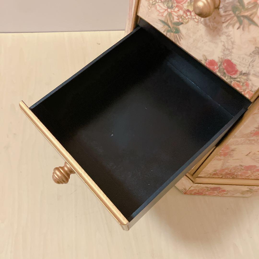 アンティーク調　5段チェスト　花柄　サイドチェスト　コンソール　飾り棚