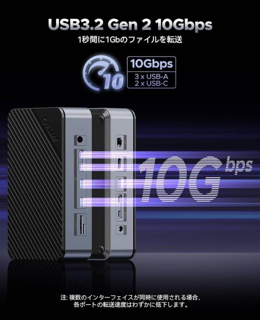 ORICO 12-in-1 USB-C ドッキングステーション M.2 SSD