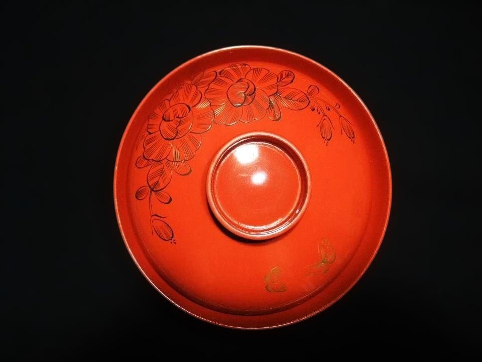 吸い物椀 金蒔絵 蝶 チョウ 花文 明治期 五客骨董 時代物 逸品 美品