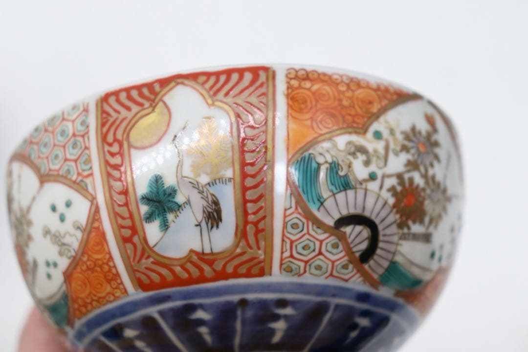 江戸　伊万里錦絵　蓋茶碗5点① アンティーク　送料込み251112