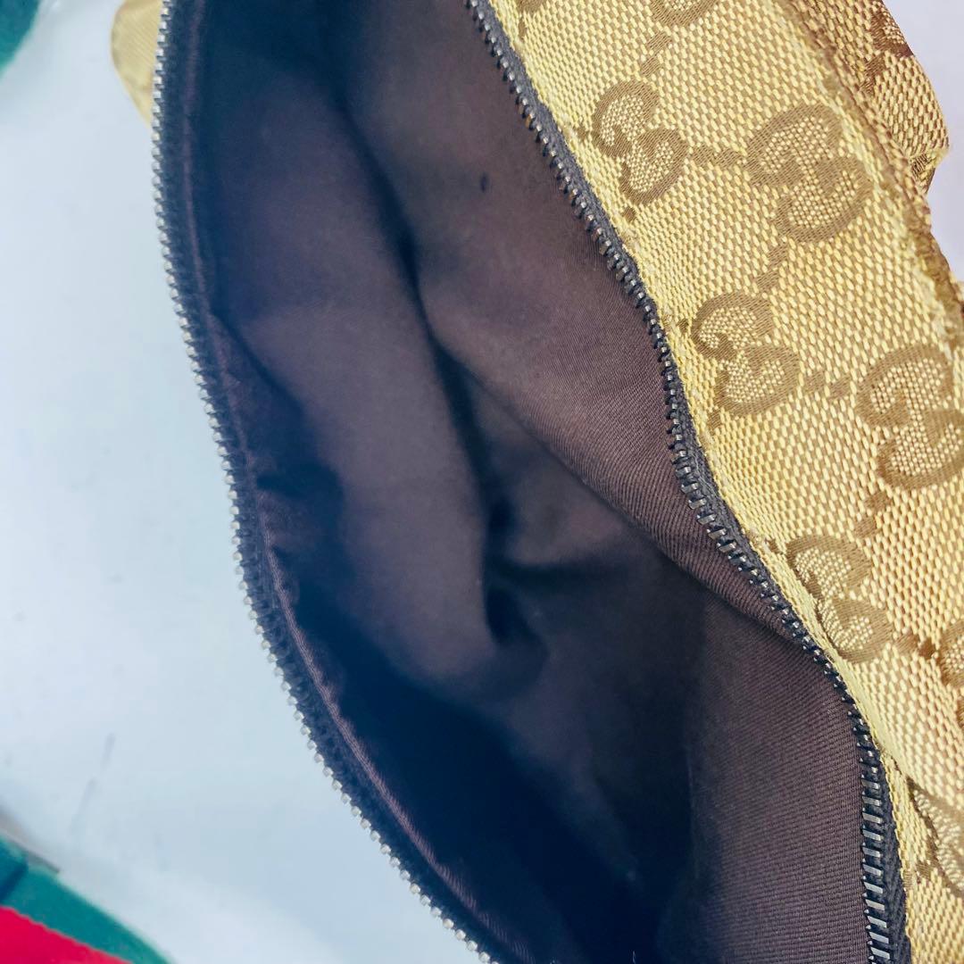 美品✨グッチ ボディバッグ GG キャンバス シェリーライン ブラウン