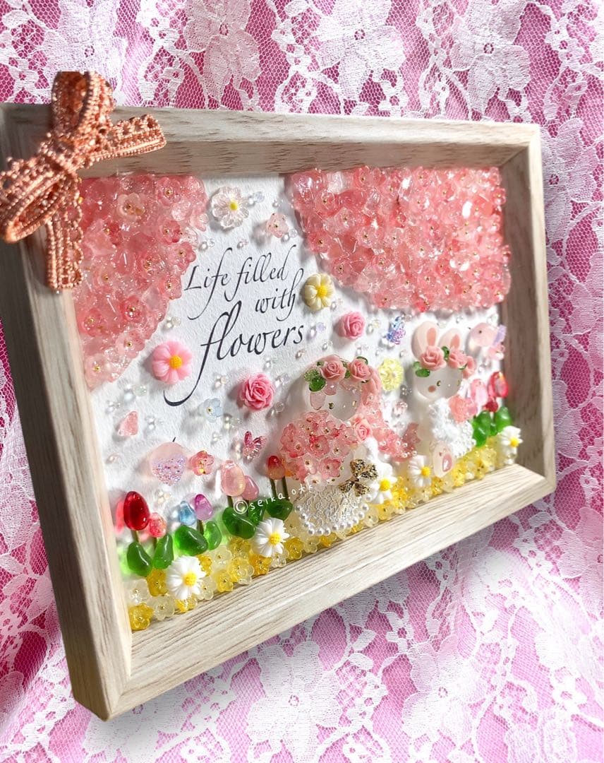 1279春爛漫 桜姫とうさちゃん インテリア シーグラスアート 置物 玄関飾り