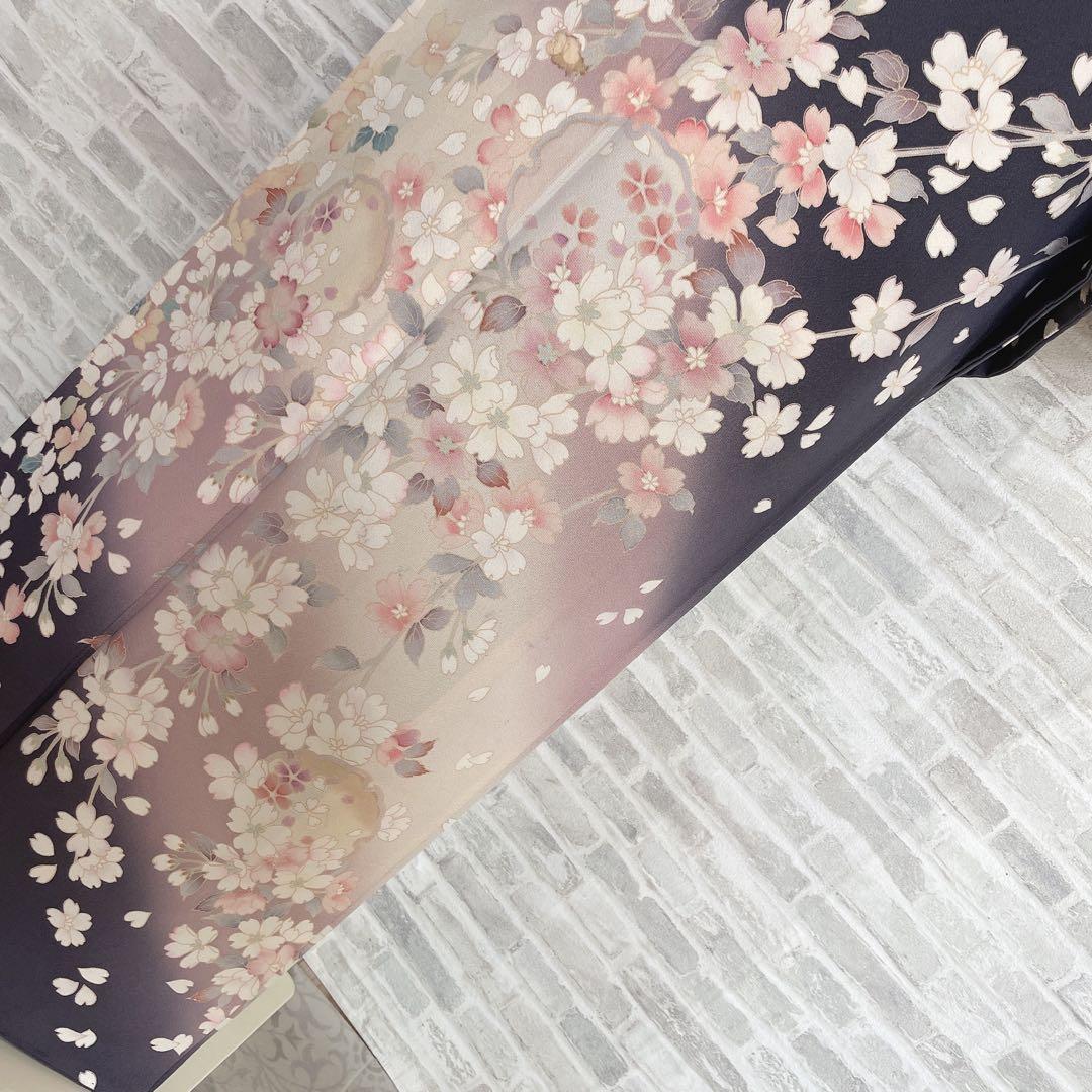 訪問着　フルセット　夜桜　艶やか　月明かり　雪輪　幻想的　P2