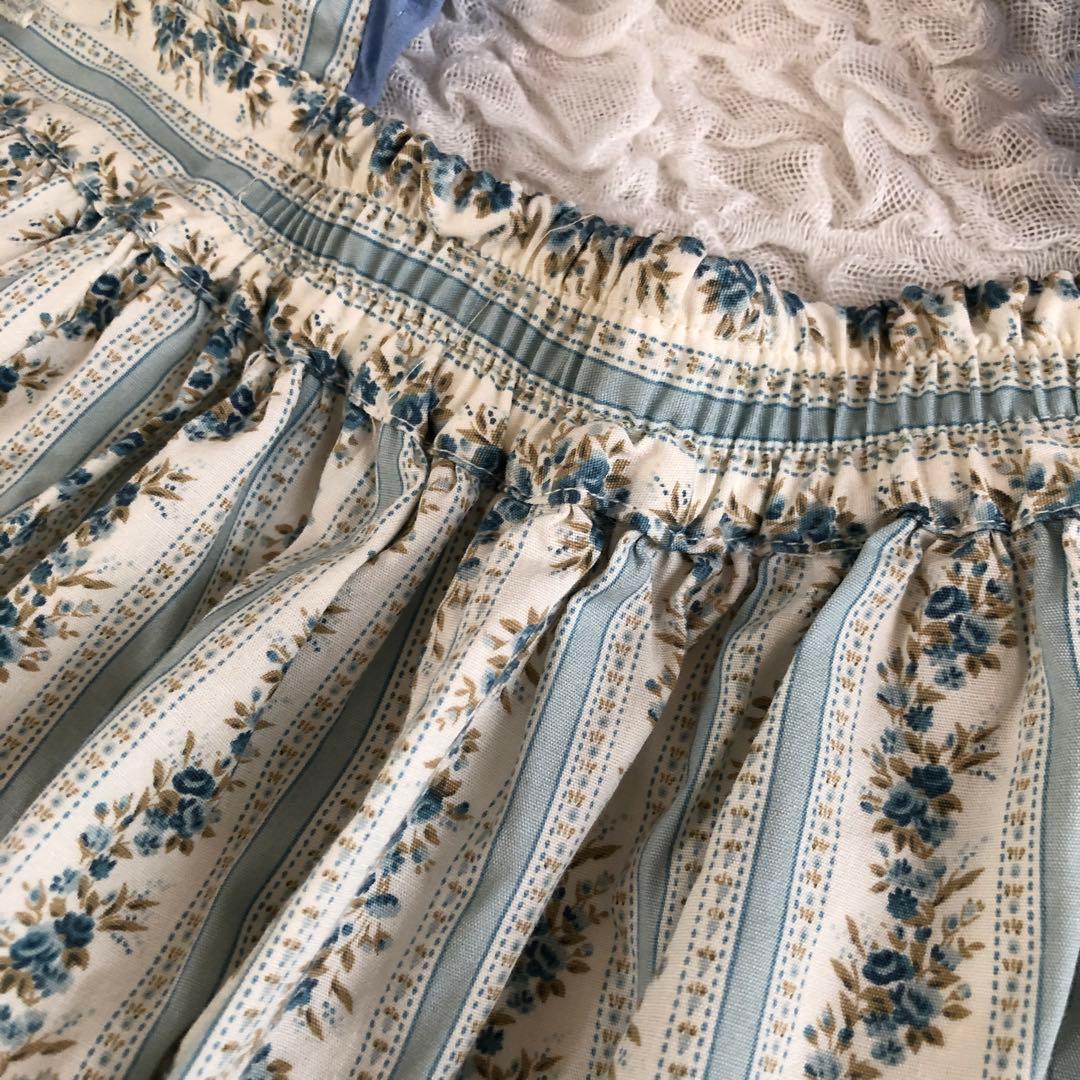 花柄 フリル エプロンドレス ヴィンテージ 日本製