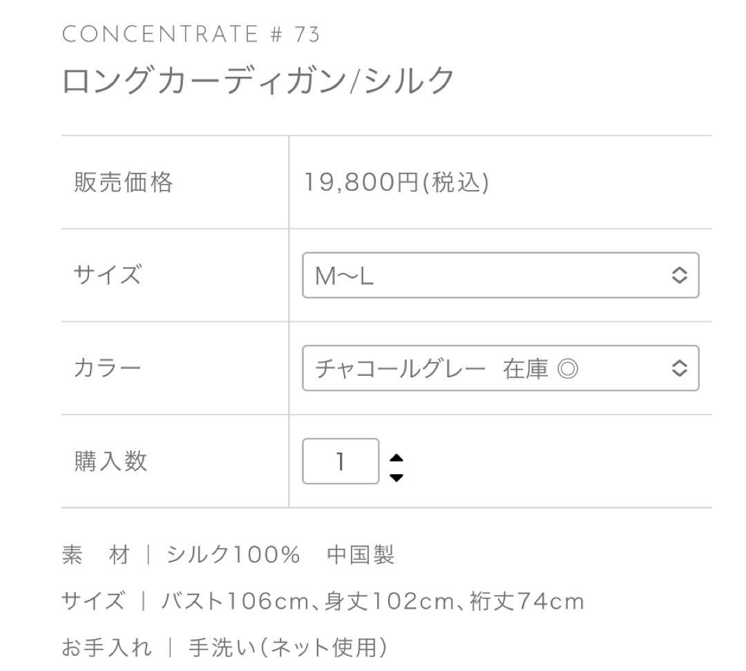 【未使用】ドレスハーセルフ　ロングカーディガン　シルク　チャコールグレー　M〜L