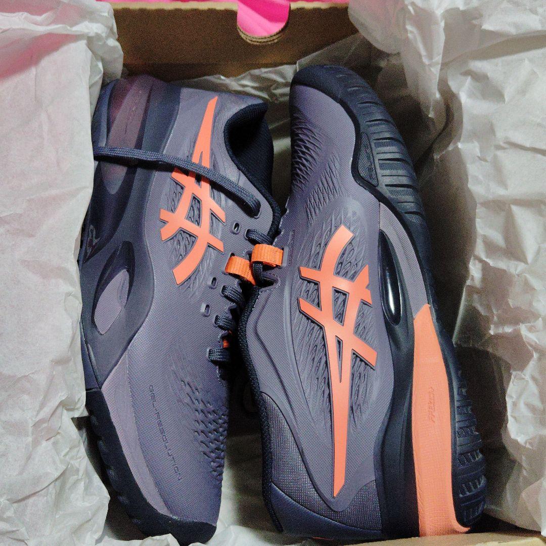 着用1回アシックス　ゲルレゾリューションX25.5cm 2Eグレー オレンジ