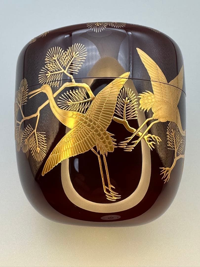 茶道具　棗　一瓢斎　松食鶴蒔絵