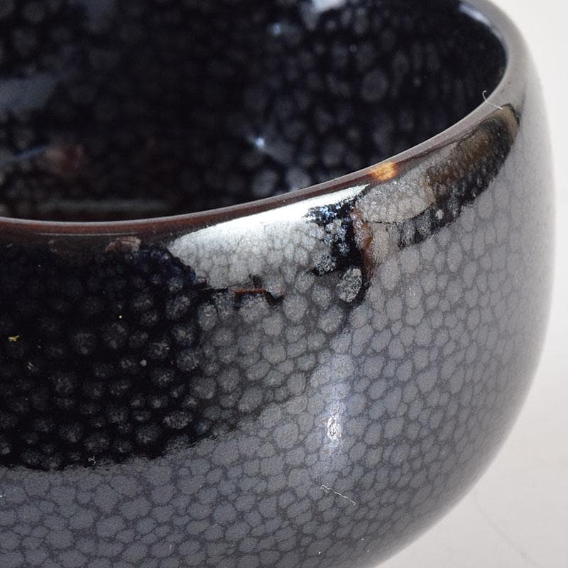 和食器　茶懐石　小杉焼　栄一窯　油滴天目釉　小鉢　五客　共布共箱　V　R9163
