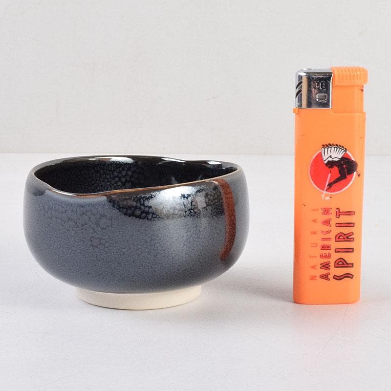 和食器　茶懐石　小杉焼　栄一窯　油滴天目釉　小鉢　五客　共布共箱　V　R9163